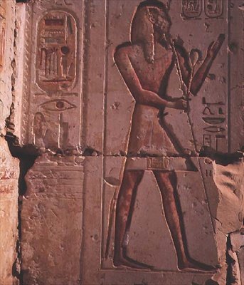 Farao, stenen reliëf uit de tempel van Ramses II, ca. 1298 v.Chr. door Egyptian 19th Dynasty