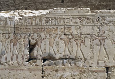 Reliëf, Tempel van Ramses II, Abydos, Egypte, Egyptische beschaving, Nieuwe Koninkrijk, Dynastie XIX door Egyptian 19th Dynasty