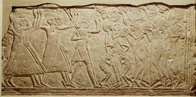 Reliëf dat een begrafenisstoet uitbeeldt, uit Saqqara door Egyptian 19th Dynasty