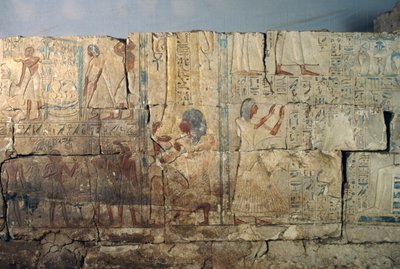 Reliëf van het Graf van Netcherouymes, hoge ambtenaar van Ramses II, Saqqara, Egypte, Egyptische Beschaving, Nieuwe Koninkrijk, Dynastie XIX door Egyptian 19th Dynasty