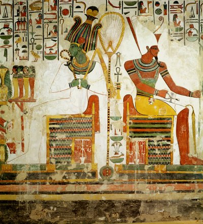 De goden Osiris en Atum, uit het graf van Nefertari, Nieuwe Koninkrijk door Egyptian 19th Dynasty
