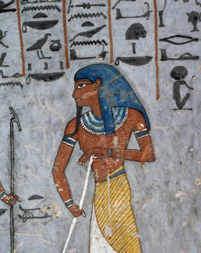 De god Atum, fresco, grafkamer, Tombe van Ramses I door Egyptian 19th Dynasty
