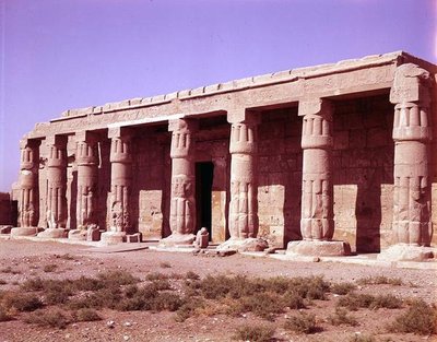 Zicht op de eerste pyloon, Nieuwe Rijk door Egyptian 19th Dynasty
