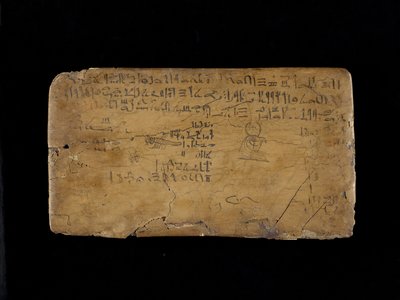 Schrijfbord met regels uit De Hymne aan de Nijlvloed door Egyptian 19th Dynasty