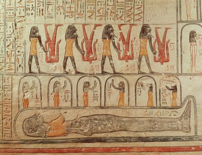 Detail uit het Boek van de Aarde, uit de Grafkamer van het Graf van Ramses VI (muurschildering) door Egyptian 20th Dynasty