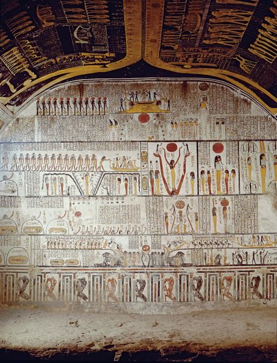 Detail van het Boek van de Aarde, uit de grafkamer van het Graf van Ramses VI door Egyptian 20th Dynasty