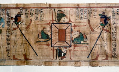 Egyptische antiquiteit: Meer van Vuur naar de Hel. Papyrus uit een Dodenboek. Papyrus van de 21e dynastie door Egyptian 21st Dynasty