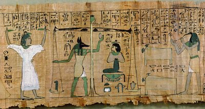 Begrafenispapyrus van Djedkhonsouefankh met het oordeel van de overledene, Derde Tussenperiode door Egyptian 21st Dynasty