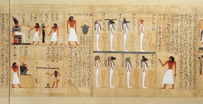 Mythologisch papyrus van Imenemsaouf, Derde Tussenperiode, ca. 1000 v.Chr. (geschilderd papyrus) (detail) door Egyptian 21st Dynasty