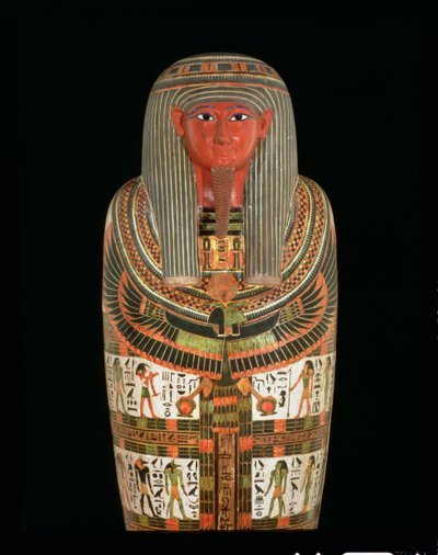 Mummie Kartonnage van Nespanetjerepenere, detail, waarschijnlijk uit Thebe door Egyptian 22nd Dynasty
