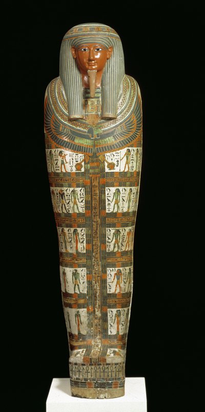 Mummie cartonnage van Nespanetjerepenere, mogelijk uit Thebe, Derde Tussenperiode (beschilderd linnen of papyrus gemengd met pleister) door Egyptian 22nd Dynasty