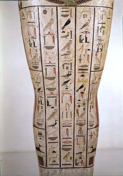 Middenstuk van de sarcofaag van Psamtik (664-610 v.Chr.) Latere Periode (beschilderd hout) door Egyptian 26th Dynasty