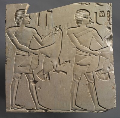 Profeet en Lector-Priester met Aanbiedingen van Levend Ganzen, ca. 667-647 v.Chr. door Egyptian 26th Dynasty
