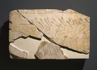Reliëf uit het graf van Nes-Peka-Shuty, Deir El-Bahri, Thebe, (detail) Saïtische Periode, c.656-610 v.Chr. door Egyptian 26th Dynasty