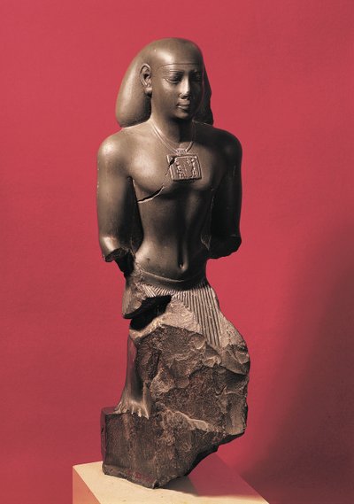 Standbeeld van Iahmes Saneith, een hooggeplaatste ambtenaar, Saïtische periode, c.570-526 v.Chr. door Egyptian 26th Dynasty