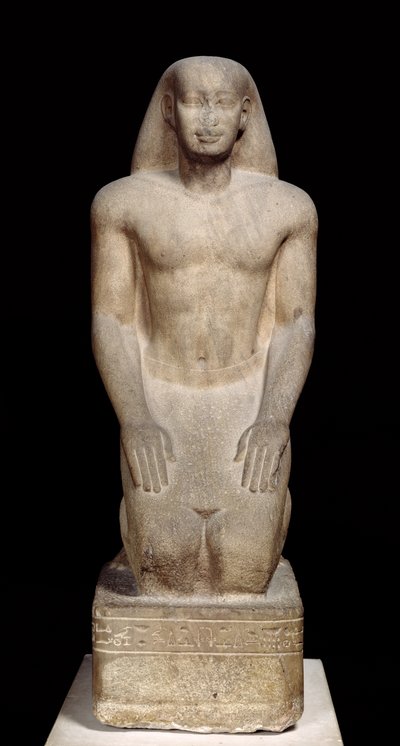 Standbeeld van Nakhtorheb knielend, Saïtische periode, ca. 595-589 v.Chr. (kwartsiet) door Egyptian 26th Dynasty
