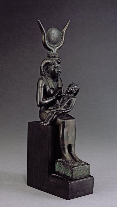 De godin Isis die de zuigeling Horus voedt, Late Periode door Egyptian 26th Dynasty