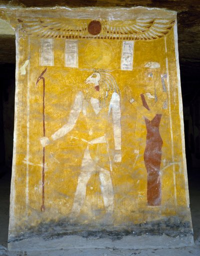Muurschilderingen uit het Graf van Pa Nentwy, Bahariya-oase, Gizeh, Egypte. Egyptische beschaving, 26e Dynastie, 663-525 v.Chr. door Egyptian 26th Dynasty