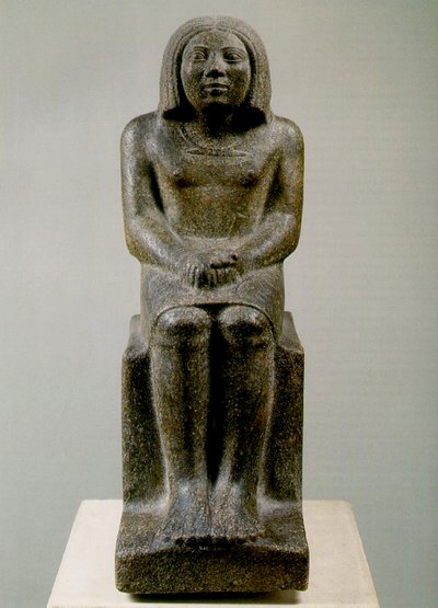 Zittende mannelijke figuur, Egypte, Ankh, 3e dynastie (porfiergraniet) door Egyptian 3rd Dynasty