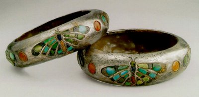 Armbanden van Koningin Hetep-heres I (zilver, turquoise, lapis lazuli, carneool) door Egyptian 4th Dynasty