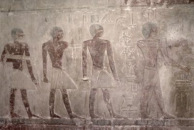 Ambachtslieden van de zuidmuur van de Mastaba-kapel van Ti door Egyptian 5th Dynasty