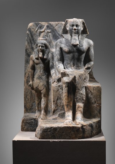 Koning Sahure en een Nome God, c. 2458-2446 v.Chr. door Egyptian 5th Dynasty