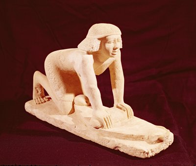 Model van een dienaar die graan maalt, Oude Rijk, uit Saqqara door Egyptian 5th Dynasty