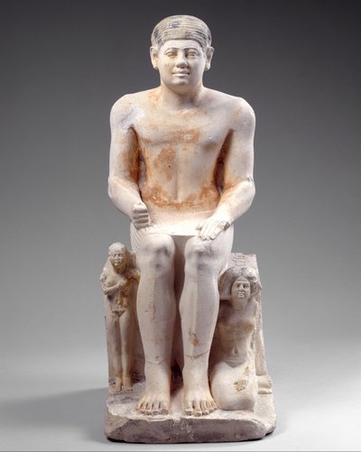 Nikare met zijn vrouw en dochter, ca. 2420-2389 v.Chr. door Egyptian 5th Dynasty