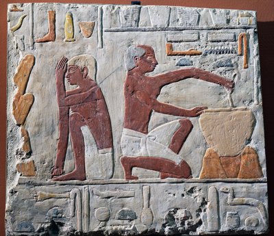 Voorbereiding en bakken van brood, 2500-2350 v.Chr. door Egyptian 5th Dynasty