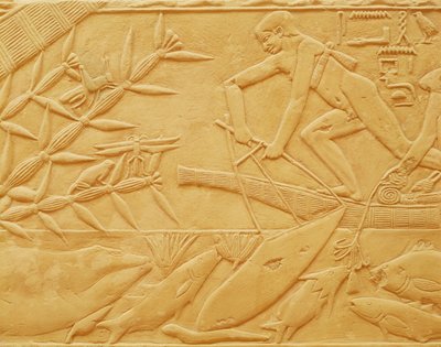 Visscène, uit de Mastaba van Kagemni, Oude Rijk door Egyptian 6th Dynasty
