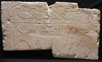 Reliëf van mannen die vogels en vee brengen, ca. 2311-2281 v.Chr. door Egyptian 6th Dynasty