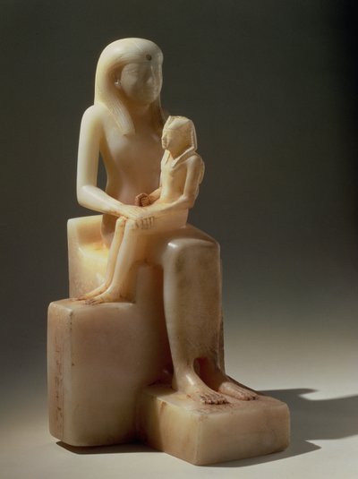 Pepy II en Zijn Moeder Koningin Meryreankhnes, mogelijk uit Saqqara, Oude Rijk (calciet) door Egyptian 6th Dynasty Egyptian 6th Dynasty