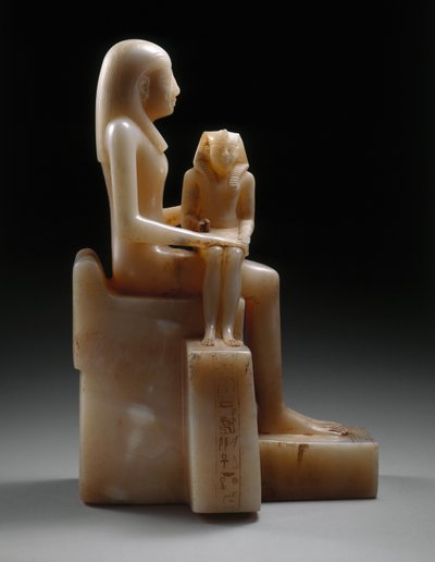 Pepy II en zijn moeder koningin Meryreankhnes, mogelijk uit Saqqara, Oude Rijk (calciet) door Egyptian 6th Dynasty Egyptian 6th Dynasty