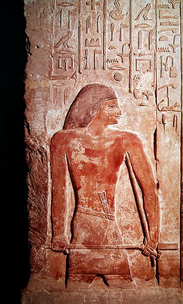 Portret van Mereruka met een kherp in zijn rechterhand, uit de Mastaba van Mereruka (kalksteen) door Egyptian 6th Dynasty Egyptian 6th Dynasty