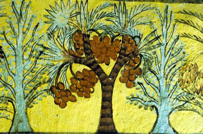 Dadelpalmen en bomen, Tomb of Sennedjem, Thebe, Deir el Medina door Egyptian Egyptian