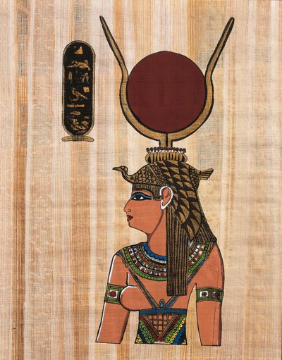 Cleopatra VII, reconstructie van een reliëf uit de tempel van Kom Ombo door Egyptian Egyptian