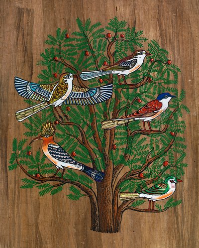 Egyptische kunst, Egyptisch papyrus: Vogels op een boom door Egyptian Egyptian