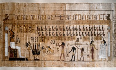 Egyptische oudheid: het wegen van de zielen (psychostase). Papyrus uit het Dodenboek. Turijn, Egyptisch Museum door Egyptian Egyptian