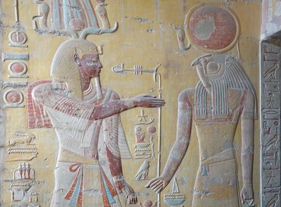 Ra de Zonnekoning en Khnum, Bewaarder van de Nijlbronnen, Graf van Ramses IX, Luxor door Egyptian Egyptian
