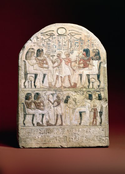 Funeraire stèle, 156 v.Chr. (beschilderde kalksteen) door Egyptian Ptolemaic Period