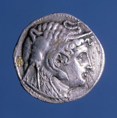 Zilveren munt met de beeltenis van Ptolemaeus I Soter (367 v.Chr. - 283 v.Chr.), Koning van Egypte door Egyptian Ptolemaic Period