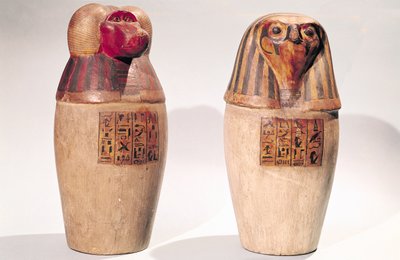 Kopieën van twee canopische potten uit het Nieuwe Rijk door Egyptian School