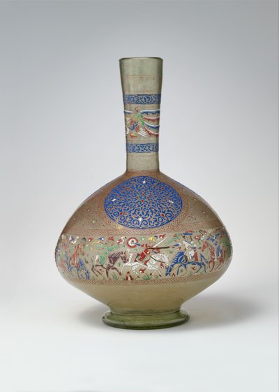 Geëmailleerde en vergulde fles, c.1270-99 (glas) door Egyptian School