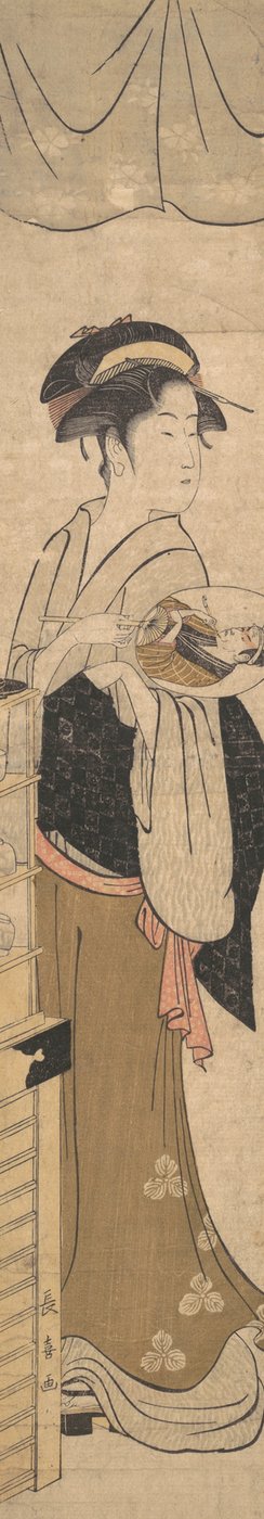 Jonge Dame met Waaier door Eishōsai Chōki