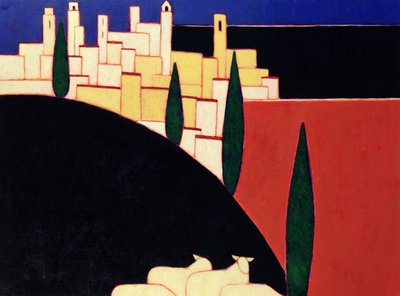 San Gimignano met schapen, 1999 door Eithne Contemporary Artist Donne