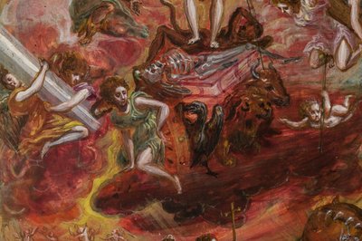 Draagbaar altaar: centraal paneel met een allegorie van de Christelijke Ridder (detail) door El Greco