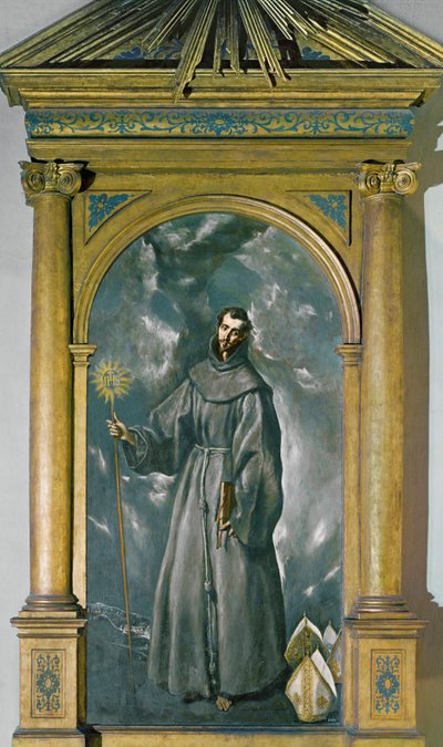 Sint Bernardus van Siena (schilderij op doek) door El (1541-1614) Greco