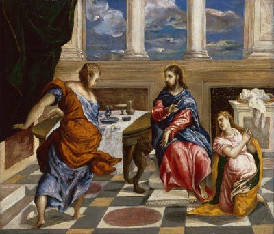 Christus in het Huis van Martha en Maria door El Greco