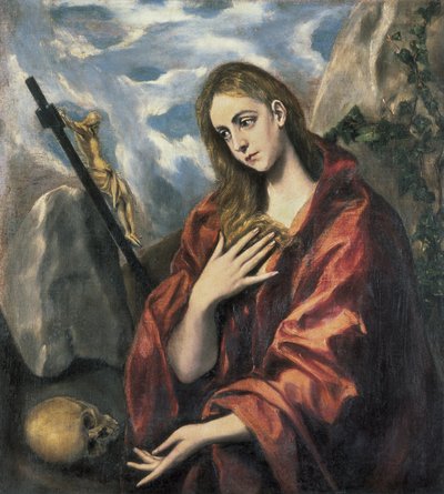 Maria Magdalena in boetedoening. 1585-1590 door El Greco