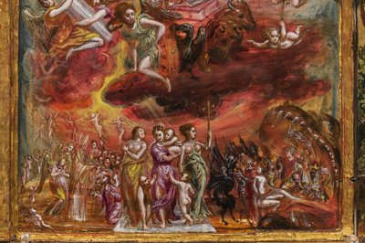 Draagbaar altaar: centraal paneel met een allegorie van de Christelijke Ridder (detail) door El Greco